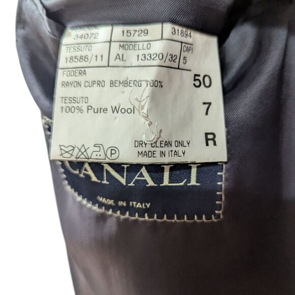 Canali Super 120's Italy Men's EU 50R Black Wool Pinstripe Blazer Three Button - Picture 10 of 11
